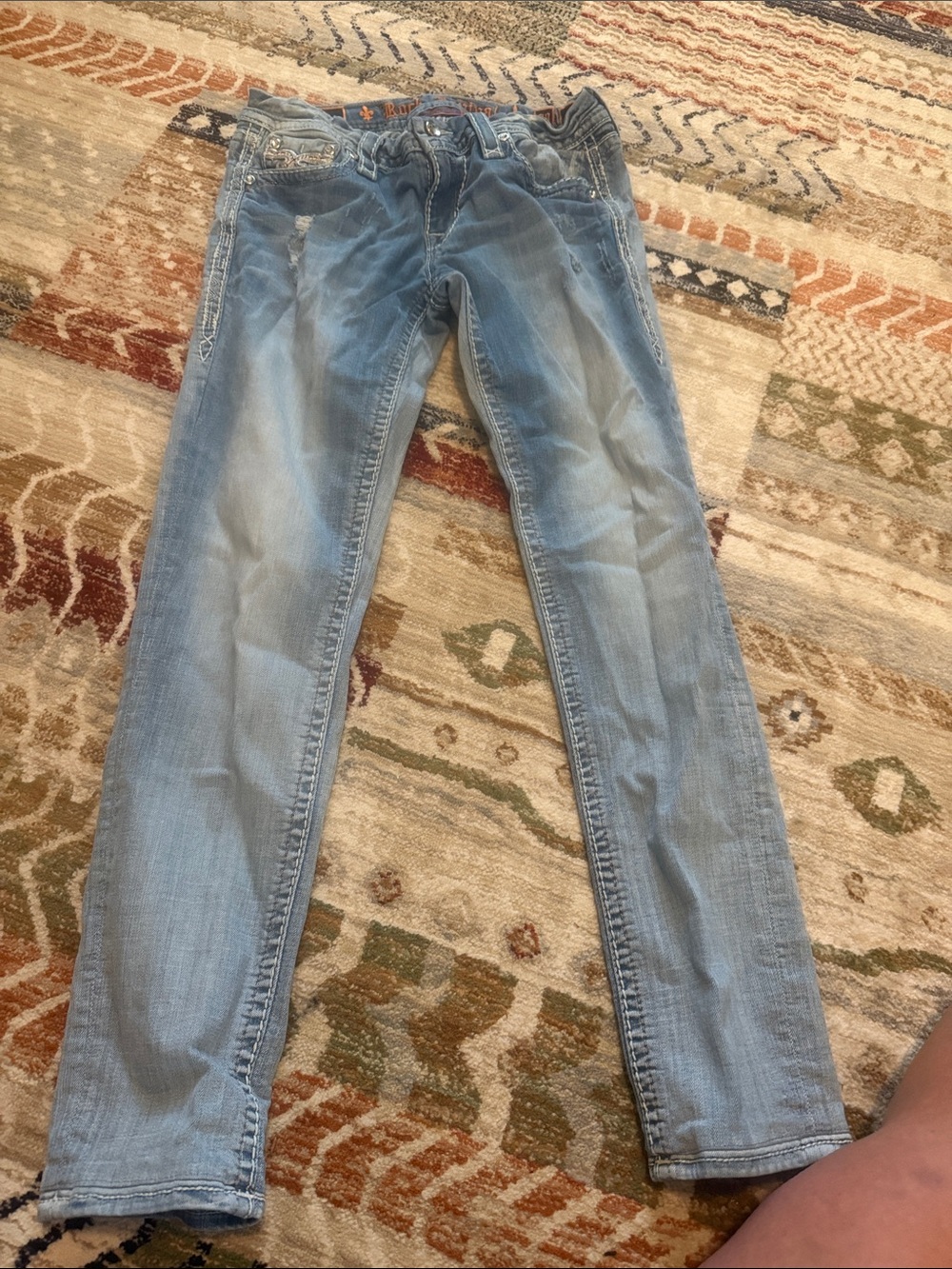 Rock Revival Light Wash Women's Skinny Jeans with Embellished Pockets Size 29 - Picture 4 of 7